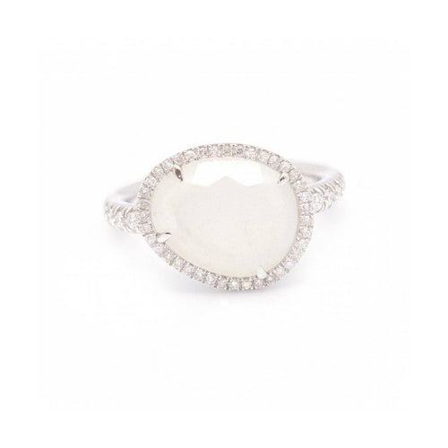 Bague MIMI Milano - Bague LUNA en or blanc 18 kt, diamants et pierre de lune 58 Facettes UKD361615UZ
