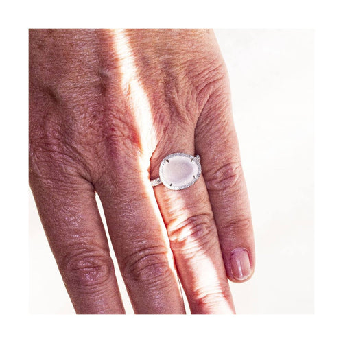 Bague MIMI Milano - Bague LUNA en or blanc 18 kt, diamants et pierre de lune 58 Facettes UKD361615UZ