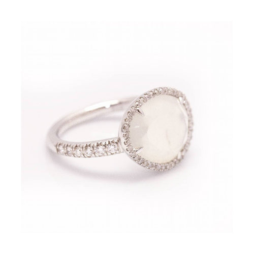 Bague MIMI Milano - Bague LUNA en or blanc 18 kt, diamants et pierre de lune 58 Facettes UKD361615UZ