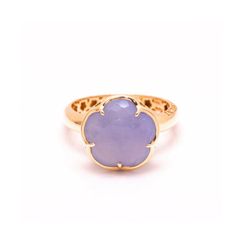 Bague Pasquale Bruni Bon Ton - Bague florale en or rose 18 ct et calcédoine bleue 58 Facettes UKD361620UZ