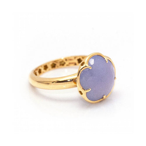 Bague Pasquale Bruni Bon Ton - Bague florale en or rose 18 ct et calcédoine bleue 58 Facettes UKD361620UZ