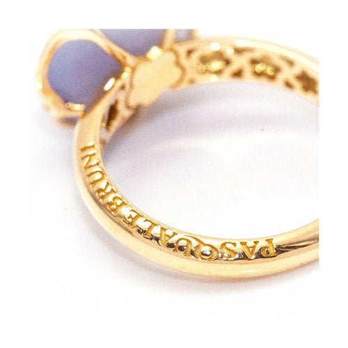 Bague Pasquale Bruni Bon Ton - Bague florale en or rose 18 ct et calcédoine bleue 58 Facettes UKD361620UZ