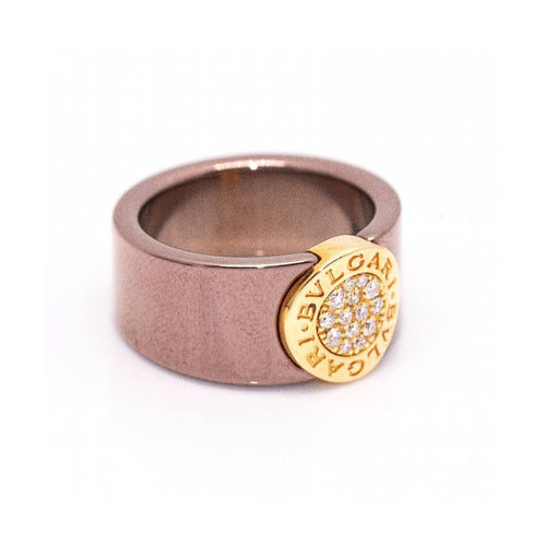 Bague BVLGARI BVLGARI - Bague en or rose 18 kt, diamants et céramique 58 Facettes UKD361636UZ