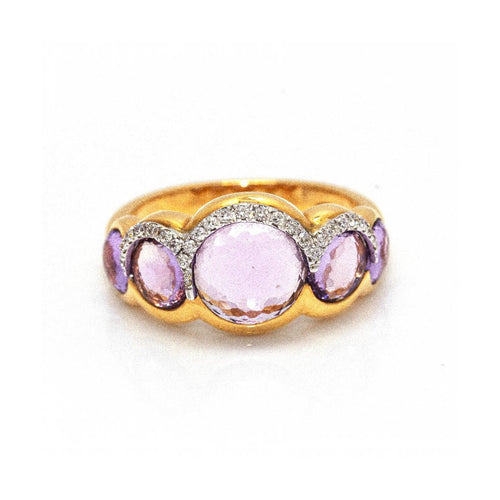 Bague 55 Bague - Améthyste et diamants en or rose 18 kt 58 Facettes UKD361639UZ