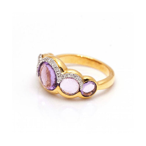 Bague 55 Bague - Améthyste et diamants en or rose 18 kt 58 Facettes UKD361639UZ