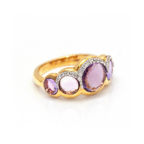 Bague 55 Bague - Améthyste et diamants en or rose 18 kt 58 Facettes UKD361639UZ