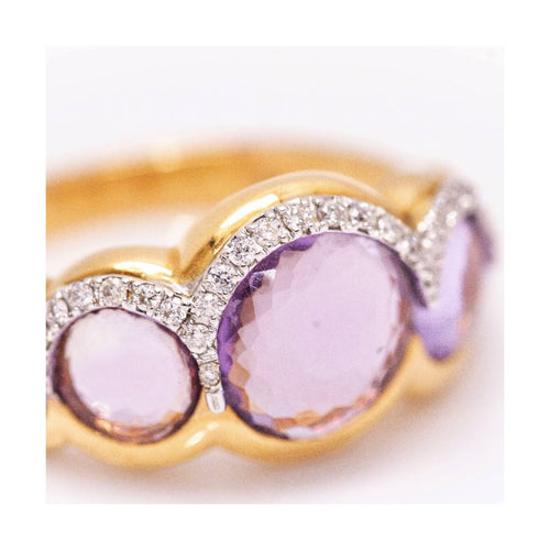 Bague 55 Bague - Améthyste et diamants en or rose 18 kt 58 Facettes UKD361639UZ