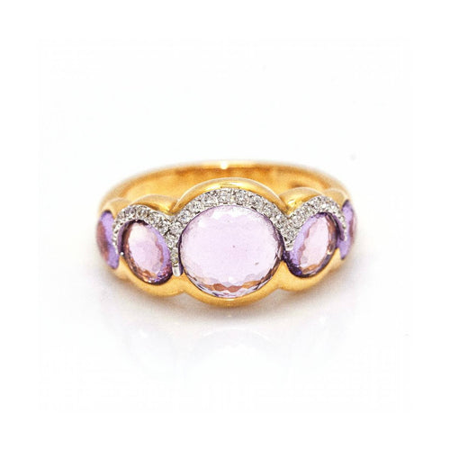 Bague 55 Bague - Améthyste et diamants en or rose 18 kt 58 Facettes UKD361639UZ