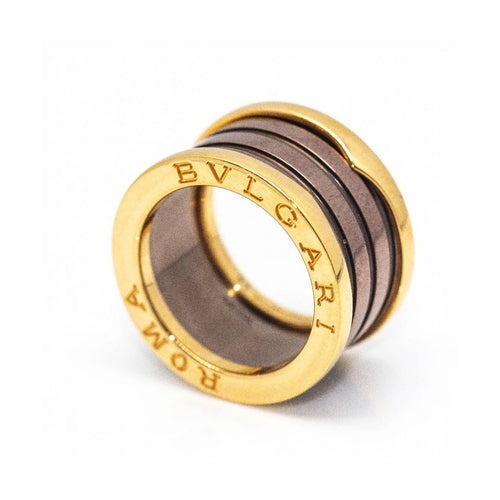 Bague BVLGARI B.zero1 Roma - Bague 4 bandes en or rose 18 ct et céramique bronze 58 Facettes UKD361994SO