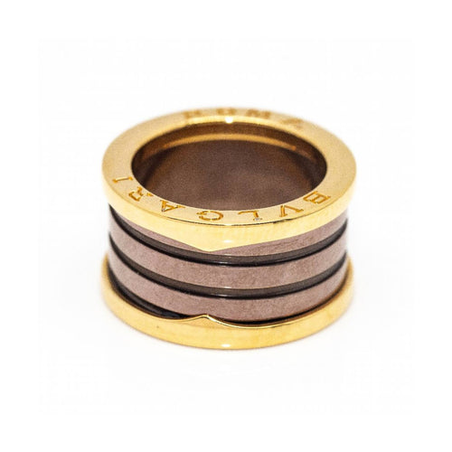 Bague BVLGARI B.zero1 Roma - Bague 4 bandes en or rose 18 ct et céramique bronze 58 Facettes UKD361994SO