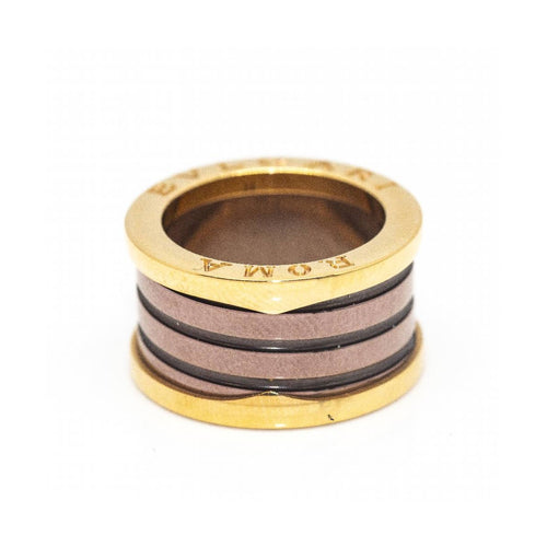 Bague BVLGARI B.Zero1 - Bague 4 bandes en or rose 18 ct et céramique bronze 58 Facettes UKD361996SO