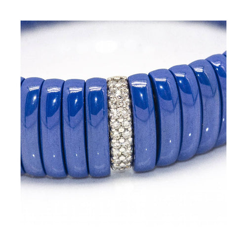 Bracelet JARRETIERE - Bracelet élastique en or blanc 18 ct, diamants et céramique bleue 58 Facettes UKD362071SO