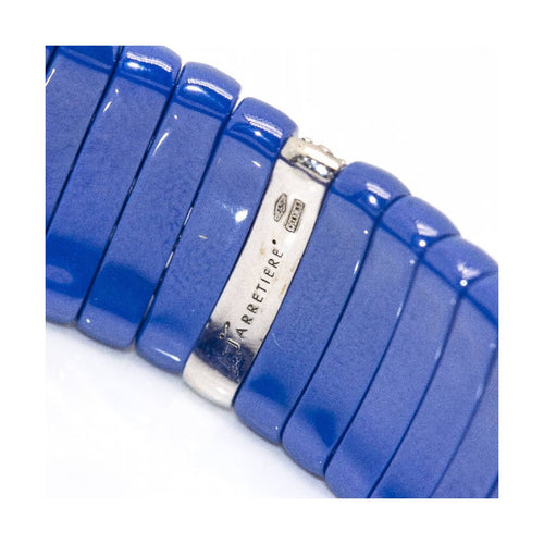 Bracelet JARRETIERE - Bracelet élastique en or blanc 18 ct, diamants et céramique bleue 58 Facettes UKD362071SO