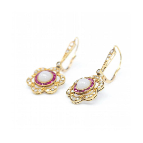Boucles d'oreilles BELLE - Boucles d’oreilles en or jaune 18 ct, diamants et rubis 58 Facettes UKD362741JC