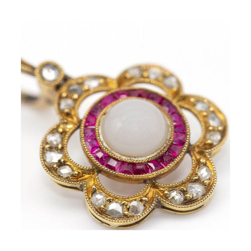 Boucles d'oreilles BELLE - Boucles d’oreilles en or jaune 18 ct, diamants et rubis 58 Facettes UKD362741JC