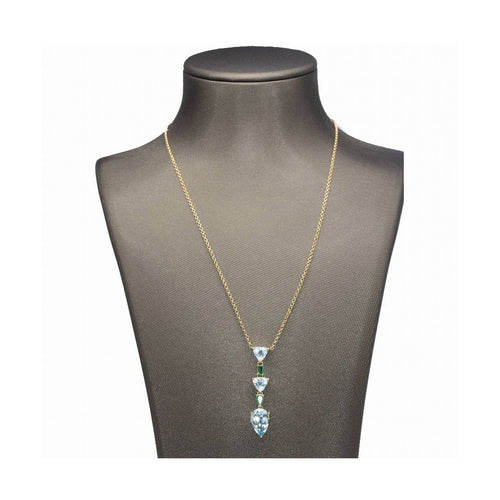 Collier BLUE SEA - Collier en or jaune 18 kt avec topaze, aigues-marines et émeraudes 58 Facettes UKD362785JE