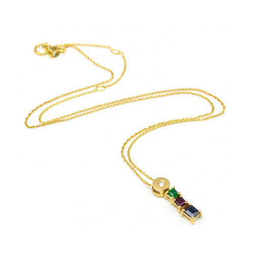 Collier Collier - Pendentif en or jaune 18 kt avec diamant, rubis, saphir, émeraude 58 Facettes UKD362786JE