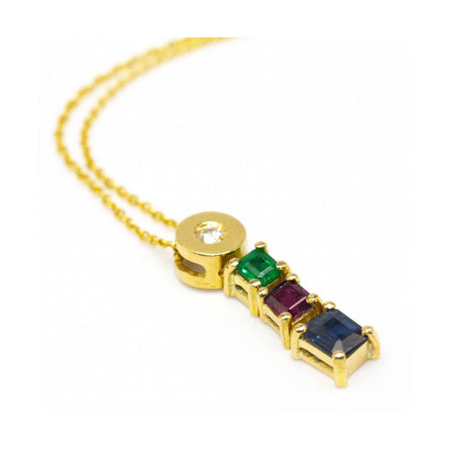 Collier Collier - Pendentif en or jaune 18 kt avec diamant, rubis, saphir, émeraude 58 Facettes UKD362786JE