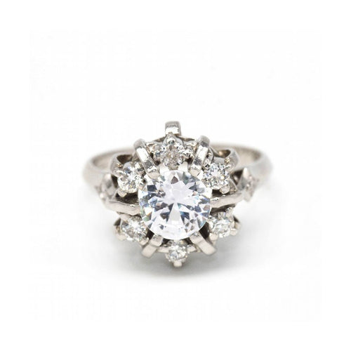 Bague Roseton - Bague en or blanc 18 kt avec diamants et béryl 58 Facettes UKD362790RR