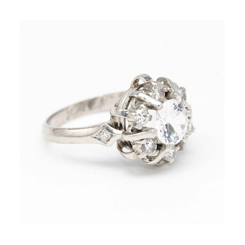 Bague Roseton - Bague en or blanc 18 kt avec diamants et béryl 58 Facettes UKD362790RR