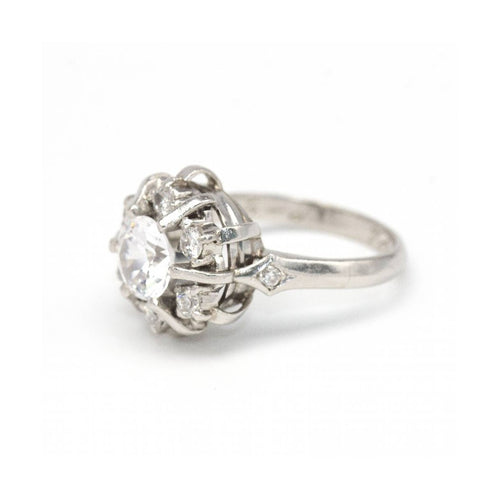 Bague Roseton - Bague en or blanc 18 kt avec diamants et béryl 58 Facettes UKD362790RR