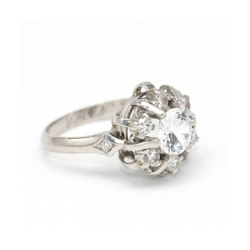 Bague Roseton - Bague en or blanc 18 kt avec diamants et béryl 58 Facettes UKD362790RR