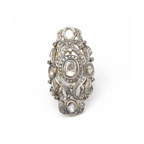 Bague 51 Bague isabelline - Bague en or jaune et or blanc 18 kt et diamants 58 Facettes UKD362805SO