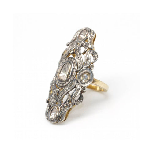 Bague 51 Bague isabelline - Bague en or jaune et or blanc 18 kt et diamants 58 Facettes UKD362805SO