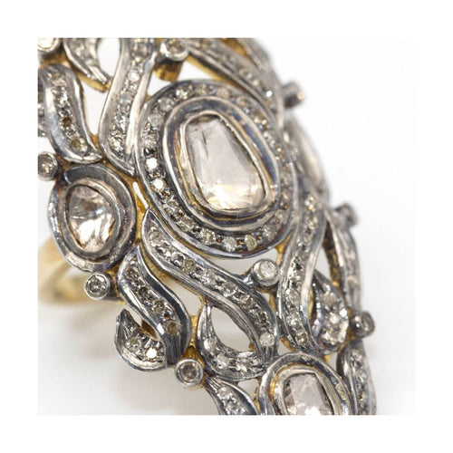Bague 51 Bague isabelline - Bague en or jaune et or blanc 18 kt et diamants 58 Facettes UKD362805SO