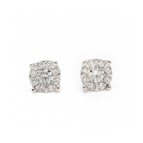Boucles d'oreilles Boucles d’oreilles roseton - Or blanc 18 kt et diamants 0,54 ct 58 Facettes UKD363095CG