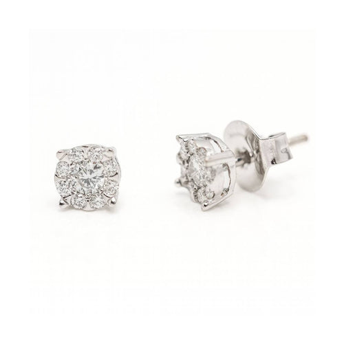 Boucles d'oreilles Boucles d’oreilles roseton - Or blanc 18 kt et diamants 0,54 ct 58 Facettes UKD363095CG