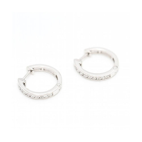 Boucles d'oreilles Boucles d’oreilles créoles - Or blanc 18 kt et diamants 0,40 ct 58 Facettes UKD363097CG