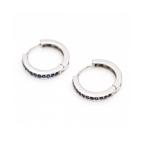 Boucles d'oreilles Boucles d’oreilles créoles - Or blanc 18K et saphirs naturels 58 Facettes UKD363098CG