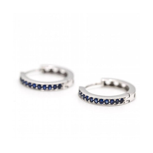 Boucles d'oreilles Boucles d’oreilles créoles - Or blanc 18K et saphirs naturels 58 Facettes UKD363098CG