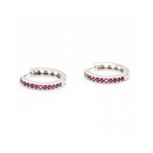 Boucles d'oreilles Boucles d’oreilles créoles - Or blanc 18 kt et rubis 58 Facettes UKD363099CG