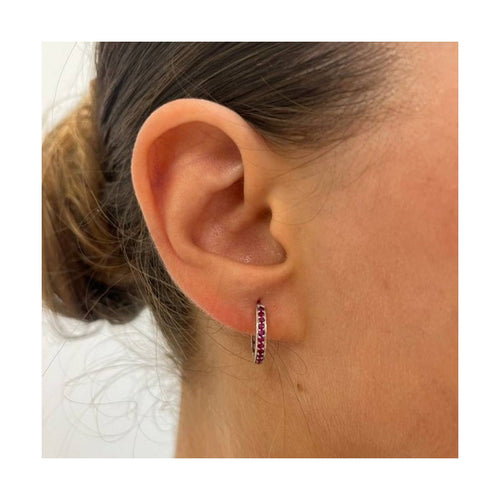 Boucles d'oreilles Boucles d’oreilles créoles - Or blanc 18 kt et rubis 58 Facettes UKD363099CG