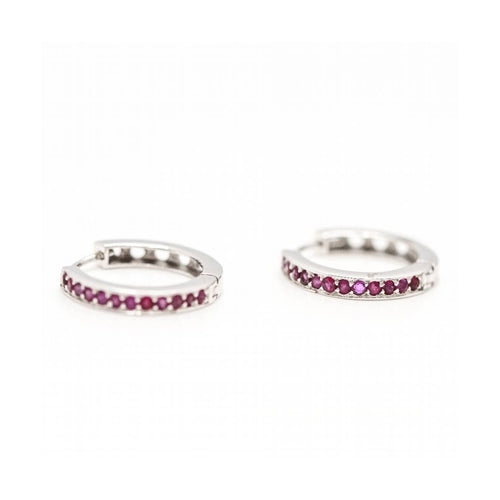 Boucles d'oreilles Boucles d’oreilles créoles - Or blanc 18 kt et rubis 58 Facettes UKD363099CG
