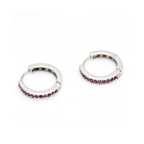 Boucles d'oreilles Boucles d’oreilles créoles - Or blanc 18 kt et rubis 58 Facettes UKD363099CG