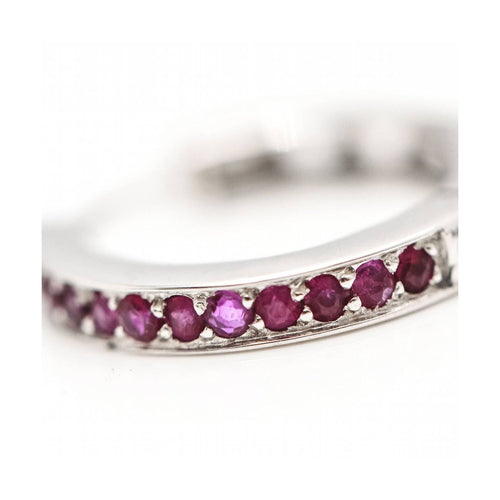 Boucles d'oreilles Boucles d’oreilles créoles - Or blanc 18 kt et rubis 58 Facettes UKD363099CG