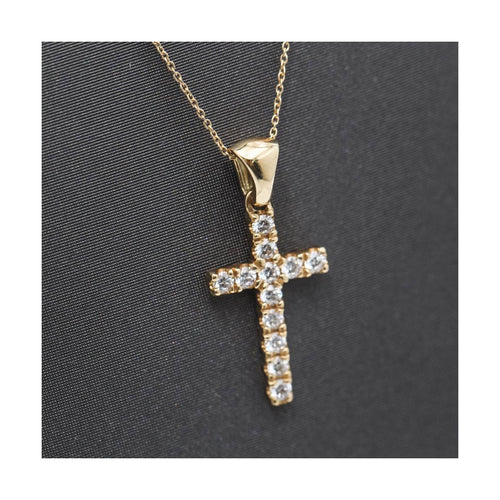 Collier Collier - Pendentif croix en or jaune 18 kt et diamants 0,55 ct 58 Facettes UKD363121CG