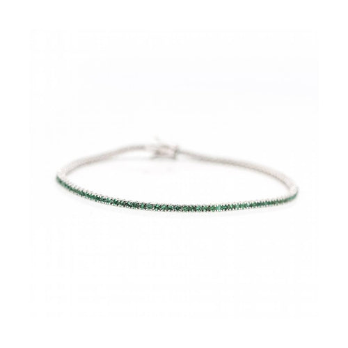 Bracelet Pulsera rivière - Bracelet en or blanc 18 kt et émeraudes 1,60 ct 58 Facettes UKD363126CG