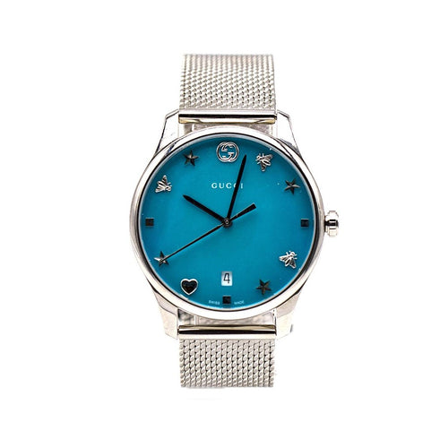 Montre Gucci Timeless - Montre femme 1264039 en acier, cadran nacre turquoise 58 Facettes UKD363139SO
