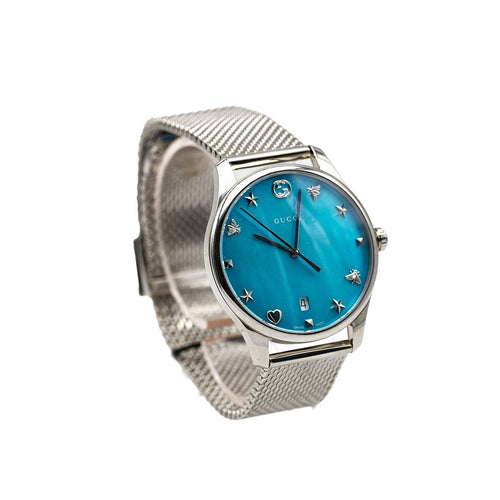 Montre Gucci Timeless - Montre femme 1264039 en acier, cadran nacre turquoise 58 Facettes UKD363139SO