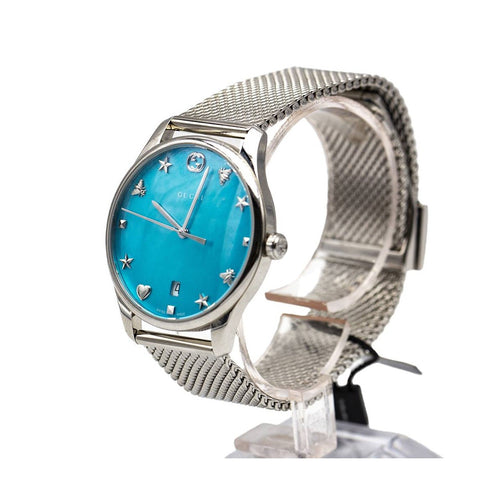 Montre Gucci Timeless - Montre femme 1264039 en acier, cadran nacre turquoise 58 Facettes UKD363139SO