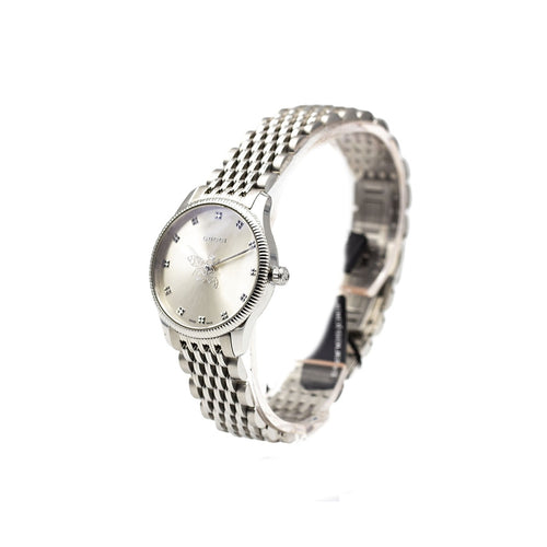 Montre Gucci Timeless - Montre femme en acier, cadran argenté 58 Facettes UKD363141