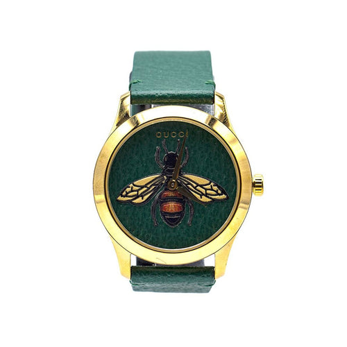 Montre Gucci Timeless YA1264065 - Montre en acier doré, cadran vert 58 Facettes UKD363144SO