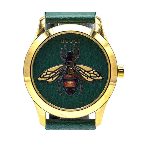 Montre Gucci Timeless YA1264065 - Montre en acier doré, cadran vert 58 Facettes UKD363144SO