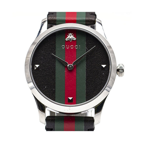 Montre Gucci Timeless - Montre YA1264079 en acier, bracelet cuir 58 Facettes UKD363145SO
