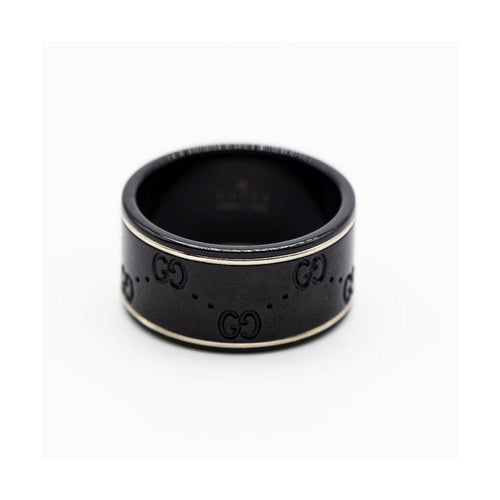 Bague Gucci Icon - Bague unisexe en or blanc 18K et céramique noire 58 Facettes UKD363552SO