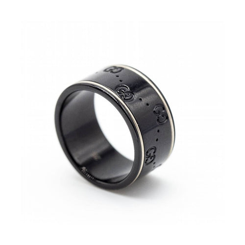 Bague Gucci Icon - Bague unisexe en or blanc 18K et céramique noire 58 Facettes UKD363552SO